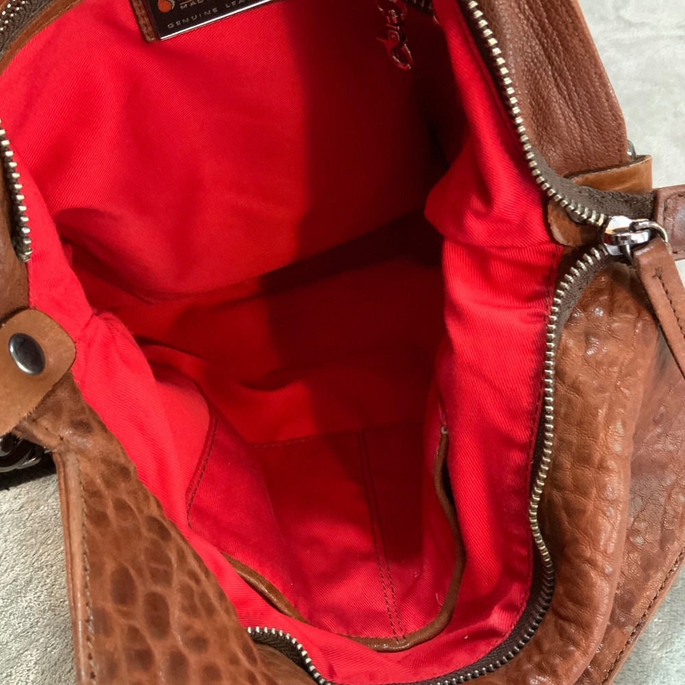 Marco Buggiani Brown Leather Messenger Bag Made in Italy Crossbody Cognac - Picture 4 of 11